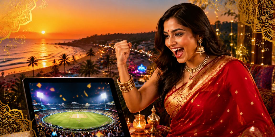 Goa beach with online betting mobile user