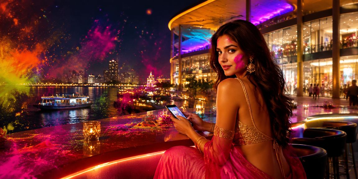 Players celebrating Holi festival while enjoying Teen Patti online