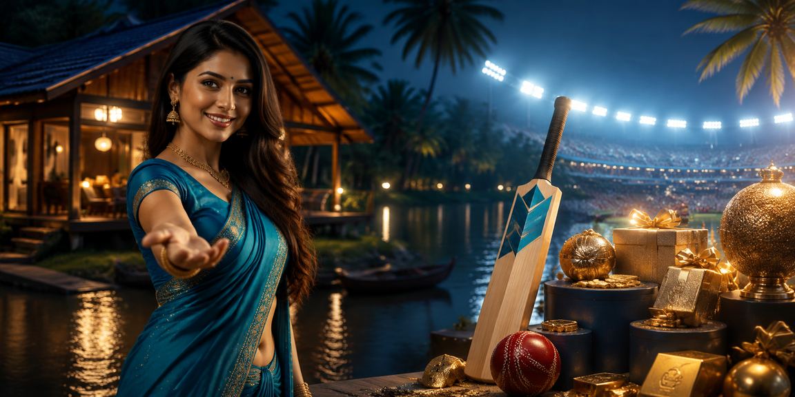 Kerala cricket betting scene with traditional sari dress